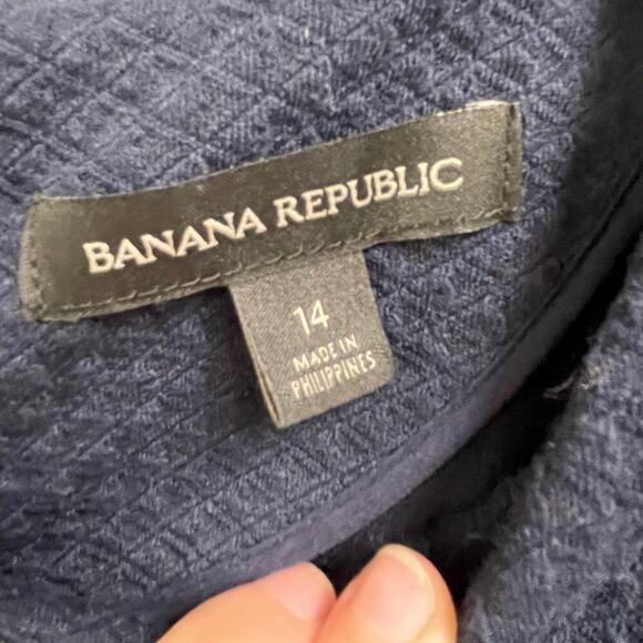 Banana Republic Navy Cap Sleeve A Line Dress Navy Size 14 Back Zip - Picture 3 of 5